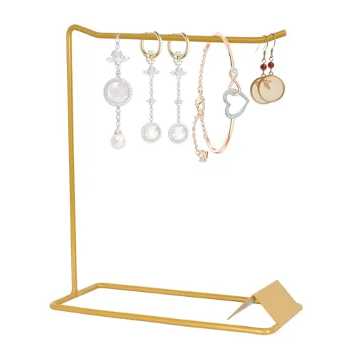 Mikihat Schmuckständer, Schmuckhalter Halskettenständer Ohrringhalter Schmuckbaum Kettenhalter, Metall Schmuck Organizer, Schmuck Aufbewahrung für Armbänder Ohrringe Ringe Ketten Uhren (Gold)