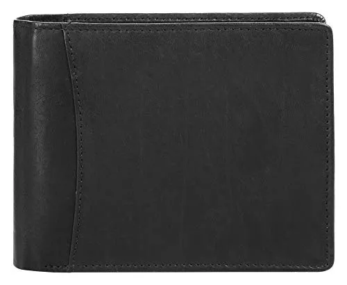 Bodenschatz Geldbörse Echt Leder schwarz - stilvolle Herren- und Damenbörse - Herren-Geldbörsen aus 100 % Rindleder, 2-fach aufklappbar mit diversen Fächern für Karten und Bargeld, klassisches Design für jeden Anlass.