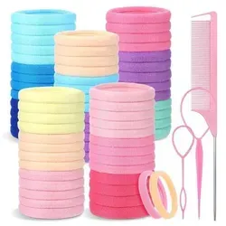 Haargummis Mädchen 4.3cm Bunt Elastisch mit Stielkamm – 100 Stück - Set mit 100 bunten Haargummis (4,3 cm) in 10 Farben. Robuste, nahtlose Konstruktion für sicheren Halt. Inklusive Stielkamm für müheloses Styling – ideal für alle Haartypen und Anlässe.