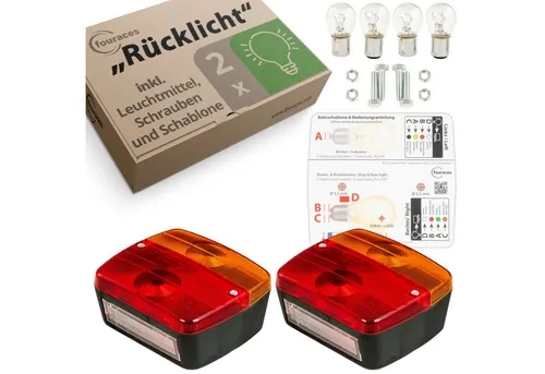 fouraces Anhänger-Rückleuchte KFZ Rücklicht 21W / 5W, 2er Set