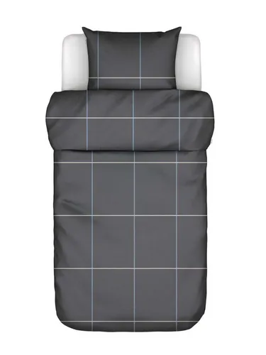 MARC O'POLO Bettwäsche Suvie Anthrazit, 135x200 + 1x 80x80 cm - 100% Bio-Baumwollperkal 200TC - Karo Muster