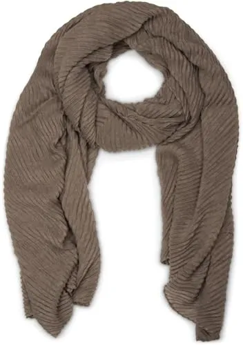 styleBREAKER Damen Schal fein gekreppt | Leichter Plissee-Schal für stilvolle Looks | Elegantes Halstuch mit fließenden Falten | Modisch Vielseitig & Angenehm weich | 96 x 192 cm, Farbe:Taupe