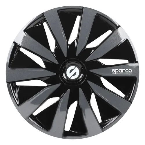 Sparco Radzierblenden Lazio 14-Zoll Schwarz/Grau - Radkappen für 14 Zoll Felgen, robust aus ABS, verleihen Ihrem Fahrzeug einen sportlichen Look und schützen die Felgen.