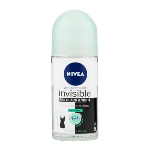Nivea Invisible Black & White Deo Roll-On - Deo Roll-On für langanhaltenden Schutz ohne Rückstände auf schwarzer oder weißer Kleidung, ideal für den täglichen Gebrauch.
