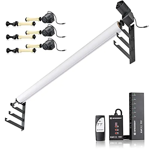 BRESSER EBS-4 Elektrisches Backdrop System für 4 Rollen - Fotostudio-Hintergründe, modernes elektrisches System mit Fernbedienung für müheloses Auf- und Abrollen von Hintergrundrollen bis 2,72 m Breite.