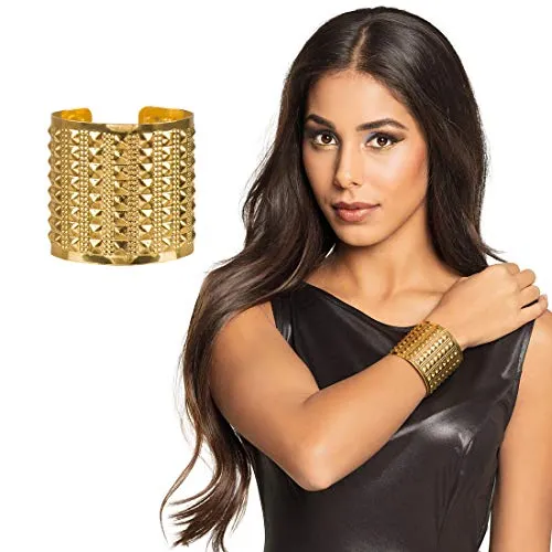 NET TOYS Antiker Göttin Armreif Amazone für Frauen - Gold - Majestätisches Damen-Kostüm-Zubehör Griechin Armband mit Nieten - EIN Blickfang für Fasching & Mottoparty