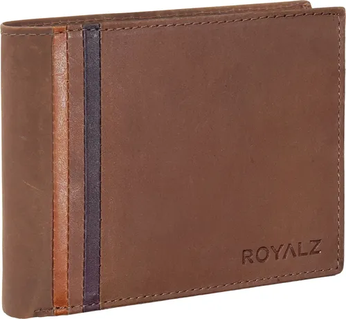 ROYALZ Leder Portemonnaie für Herren Geldbörse Vintage Geldbeutel Portmonee Etui 8 Kartenfächer Vintage
