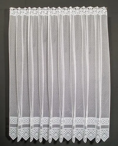 frankgardinen Scheibengardine Blume Muster 150 cm hoch Weiß