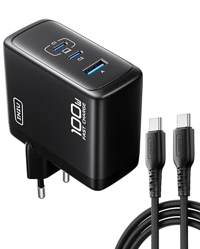INIU 100W USB C Ladegerät - Ladegeräte & Dockingstationen: 100W Schnellladung für Laptop, Tablet und Handy gleichzeitig – kompakt und sicher mit Temp°Guard für maximale Lebensdauer.
