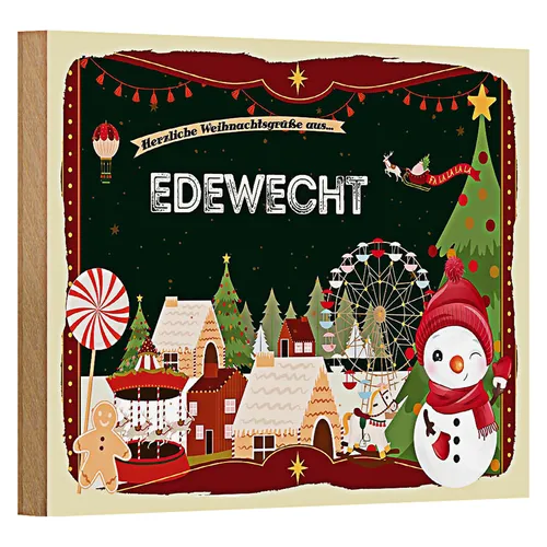Holzschild Weihnachten Grüße EDEWECHT 18x12cm