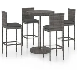 vidaXL 5-tlg. Gartenbar-Set mit Kissen - Gartenmöbel-Set aus robustem Poly Rattan, ideal für gesellige Abende im Freien. Mit komfortablen Kissen und einem stabilen Bartisch für entspannte Stunden mit Familie und Freunden.