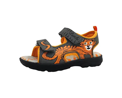 Lurchi Jungen Sandale in Grau, Größe 34 - Hochwertige Sandale für Jungen in stylischem Grau und leuchtendem Orange. Mit Klettverschluss für einfaches Anziehen und rutschfester Sohle für sicheren Halt beim Spielen im Freien.