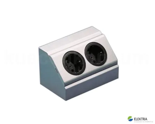 NABER Eckbox 3, alu-metallic – Elegante Ecksteckdose - Steckdosen & Zubehör – Die NABER Eckbox 3 ermöglicht eine platzsparende Stromversorgung für Küchengeräte und Badezimmergeräte mit zwei flexiblen Schuko-Steckplätzen in modernem alu-metallic Design.