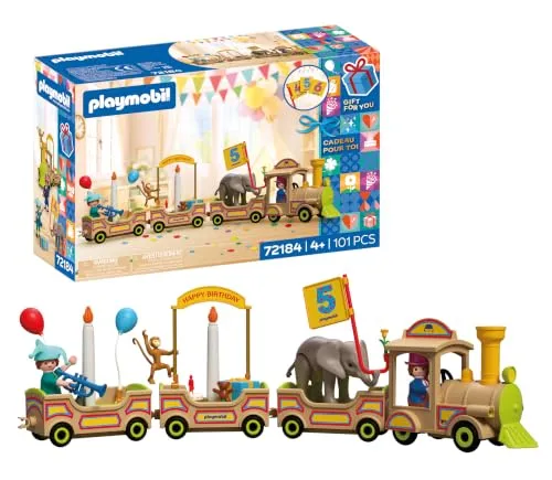 PLAYMOBIL Geburtstagszug mit Tieren und Zubehör für Kinder von PLAYMOBIL