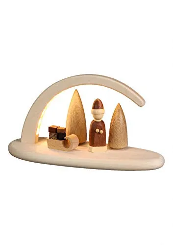 Seiffener Volkskunst eG LED Schwibbogen Lichterbogen klein - Christi Geburt - Schwibbogen für Indoor, aus Holz gefertigt und mit warmweißem LED-Streifen, ideal für festliche Beleuchtung und stimmungsvolle Weihnachtsdekoration.