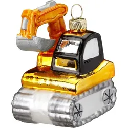 Inge Glas Bagger - Weihnachtsbaumschmuck aus Glas - 7,5 cm - Gold - Weihnachtsbaumschmuck aus Glas in Form eines Baggers, 7,5 cm groß, ideal für Heimwerker-Fans und als kreative Deko für den Weihnachtsbaum oder Adventskranz.