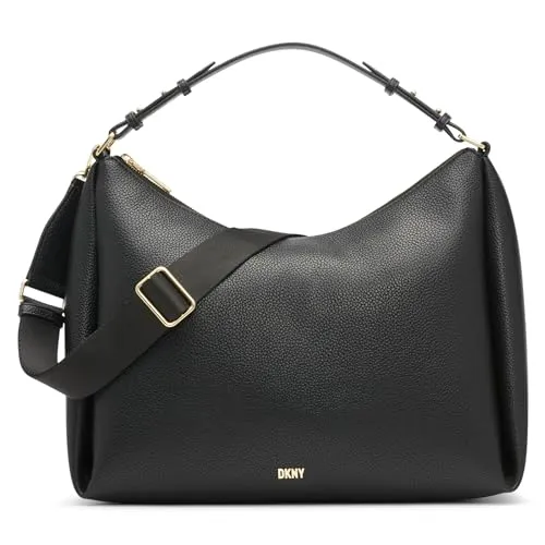 DKNY Damen Hailey Hobo Bag Tragetasche, Schwarz/Gold von DKNY