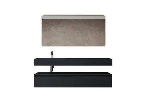 Mai & Mai Badmöbel-Set mit Soft-Close Schubladen und Mineralguss-Waschbecken - Badmöbel-Set mit 150cm Breite, hochwertigem Mineralguss-Waschbecken und wasserdichtem Holzwerkstoff. Ideal für ein zeitloses und ordentliches Badezimmer.