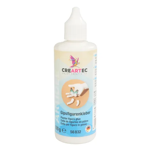 CREARTEC Gipsfiguren Kleber 100g - Ideal für Porzellan & Keramik - Klebstoff für Gipsfiguren, trocknet in 4-6 Stunden, bietet schnelle Anfangshaftung und ist schadstofffrei – perfekt für kreative Bastelprojekte!