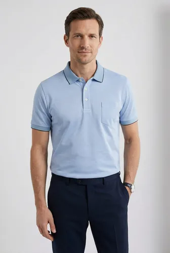 OLYMP Casual Poloshirt für Herren, Gr. XXL, blau - Herren-Shirts mit Two-Tone Piqué, aus 100% Baumwolle, kurzarm und atmungsaktiv – ideal für lässige Anlässe und hohen Tragekomfort.
