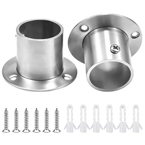 Pcs Flansch Sockel 32mm Edelstahl Kleiderschrank Rohr Halterung, Closet Rod Halter, Rod End Stützen with 6 Schrauben 2