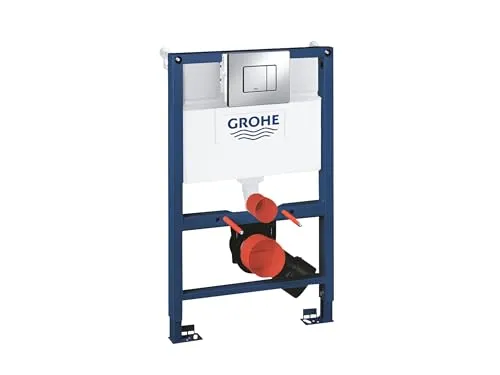 GROHE Rapid SL, WC-Vorwandelement 3in1 Set, Einbauhöhe 0,82m hoch | Spülkasten, Betätigungsplatte, Befestigungsrahmen, ToolFree Anschluss, belastbar bis 400kg (chrom, 38773000)