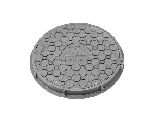 Xanie Erdschacht Schachtdeckel DN500 mit Rahmen Ø 625 mm + Verriegelung, Kunststoff A15, 62x62x65 cm, 1-St., grau, begehbar, natürliche Optik