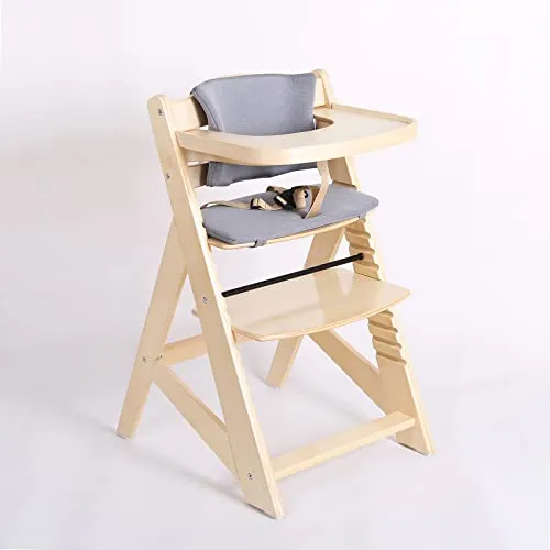 TIGGO Treppenhochstuhl für Kinder (natur-Kissen creme)