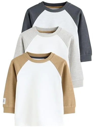Next Langarmshirt 3er Set grau für Kinder - 3-teiliges Langarmshirt-Set aus 100 % Baumwolle, ideal für den täglichen Gebrauch. Bequem und stylisch für Kinder im Alter von 3-4 Jahren.
