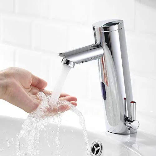 AIMADI Infrarot Sensor Wasserhahn Automatisch Mischbatterie Induktion Badarmatur Waschtisharmatur Batteriebetrieb Chrom