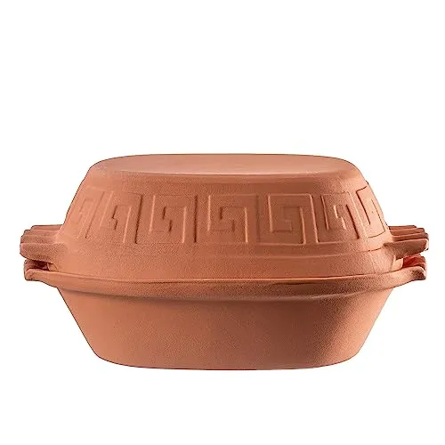 KADAX Tonbräter 4L - Ovaler Keramiktopf für Mikrowelle und Backofen - Auflaufformen aus naturbelassenem Ton für fettfreies Kochen, ideal für Diäten und Allergiker, temperaturbeständig bis 200°C und mit praktischen Griffen.