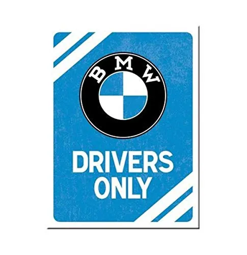 Nostalgic-Art Retro Kühlschrank-Magnet, 6 x 8 cm, Original Lizenzprodukt (OLP), BMW – Drivers Only Blue – Geschenk-Idee für BMW Accessoires Fans, aus Metall, Vintage Design