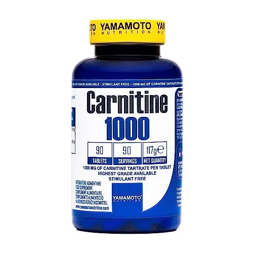 YAMAMOTO Nutrition, Carnitin 1000, 90 Tabletten, Carnitin 1000 mg Nahrungsergänzung für Sportler, 122 g