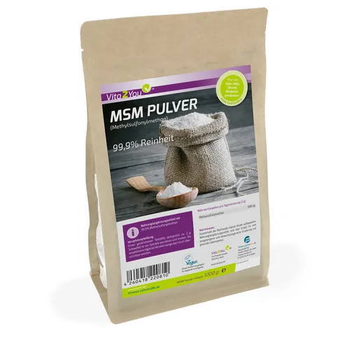 Vita2You MSM Pulver 1000g - (Methylsulfonylmethan) - 99,9% Reinheit - Schwefel