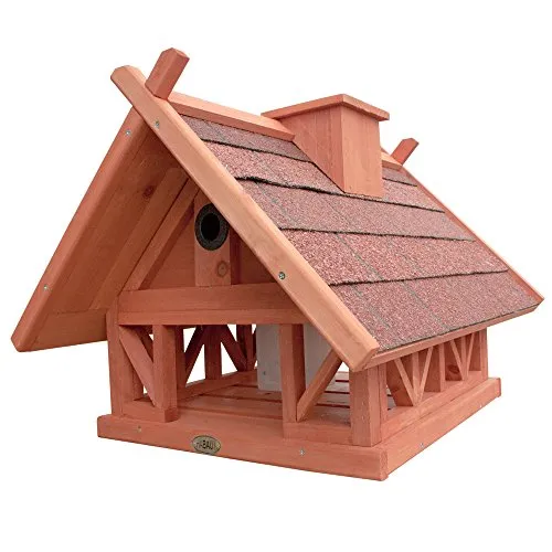 HABAU Vogelhaus Island - Kombination aus Futterhaus und Nistkasten mit Silo und Ständer