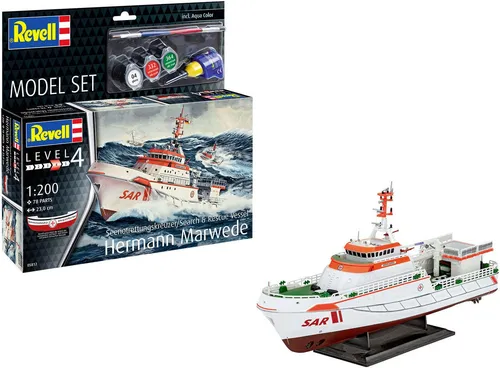 Revell® Modellbausatz Seenotkreuzer Hermann Marwede - Schiff-Bausätze: Detaillierter Modellbausatz des größten Seenotkreuzers der DGzRS, 46 m lang und 9.250 PS stark, ideal für Modellbau-Enthusiasten.