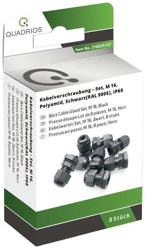 Quadrios 2102CA127 Kabelverschraubung Sortiment M16 PA66 Schwarz 1 Set