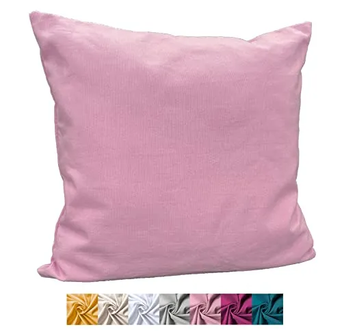 heimtexland ® Deko Kissenhülle Baumwolle Kissen Bezug Natur Dekokissen Typ849 Rosé 40x40 cm