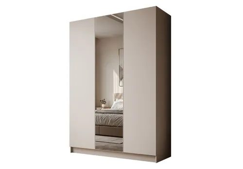 Lookway Kleiderschrank AUREL 3D KASCHMIR mit Spiegel Drehtürenschrank mit 3 Türen 100x210x57 cm