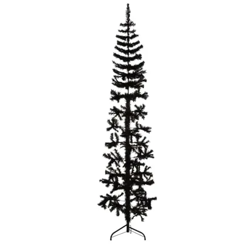 vidaXL Künstlicher Halb Weihnachtsbaum mit Ständer Schlank Christbaum Tannenbaum Dekobaum Kunstbaum Weihnachten Dekoration Weihnachtsdeko Schwarz 240cm