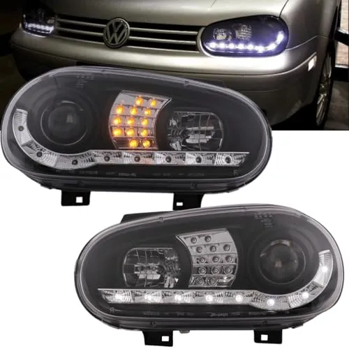 CR-Lights Led Scheinwerfer Set für VW Golf IV (1997-2003) - E-Prüfzeichen, eintragungsfrei und europaweit zugelassen. Einfacher Einbau dank Plug and Play-System und originalen Haltepunkten. Set bestehend aus linken und rechten Scheinwerfern, hochwertig verarbeitet.