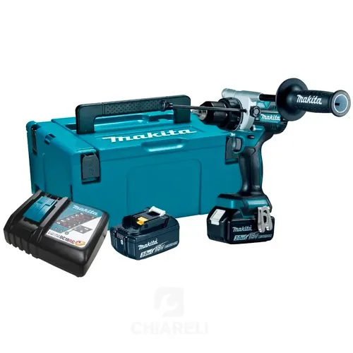 Makita Akku-Schlagbohrschrauber DHP486RTJ - 18V 5,0Ah, inkl. 2 Akkus und Ladegerät, leistungsstark mit bürstenlosem Motor und vielseitigen Einsatzmöglichkeiten
