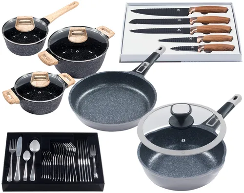 KING Pfannen-Set Moonscape, 11-tlg Aluminiumguss - Umfangreiches Pfannen-Set mit zwei hochwertigen Bratpfannen und langlebiger Keramikbeschichtung, perfekt für gesundes Kochen und einfache Handhabung dank abnehmbarer Griffe.