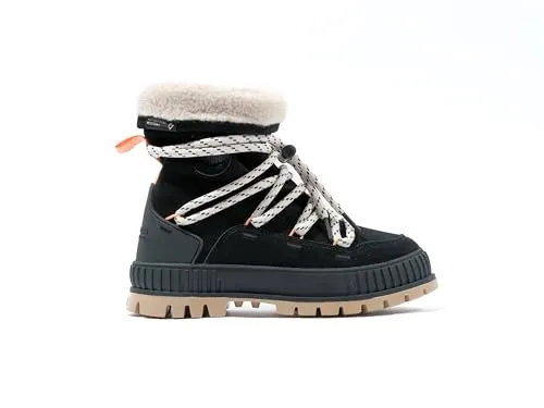 Palladium Damen Pallashock Hiver Stiefelette, Schwarz, 38 EU - Wanderschuhe mit strapazierfähigem Gummi und weichem Veloursleder, ideal für kalte Tage dank Warmtech Lining.