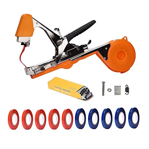 Yolando Bindezange für Pflanzen, Pflanzenbindemaschine Bandzange Tapetool Handbindemaschine für Weinberg Tomaten Gurken Obst Gemüse, Landwirtschaft Garten Bindemaschine, Plant Tying Tool - Orange