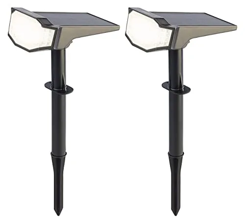 Luminea Topf: 2er-Set High-Power-Solar-LED-Gartenspots, 650 lm, IP65, tageslichtweiß (Terrassenbeleuchtung Solar, Spotleuchte, Gartenleuchte Standleuchte)
