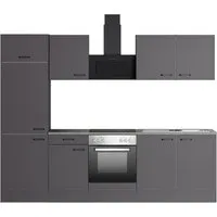 OPTIFIT Küchenzeile Kiel420 270 cm Anthrazit Matt mit E-Geräten - Vielseitige Küchenzeile mit integrierten E-Geräten, ideal für verschiedene Wohnbereiche. Modernes Design und flexible Montierbarkeit bieten optimale Anpassung an individuelle Raumgegebenheiten.