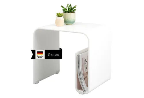 eluno Beistelltisch 2in1 aus Acryl mit Magazinhalter in weiß von eluno