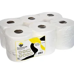 KURTT - 6 Handtuchrollen Papierhandtuchrollen Papierrollen MIDI Rollen 2-lagig Tissue Hochweiß 20cm breit 160m perforiert 450 Blatt