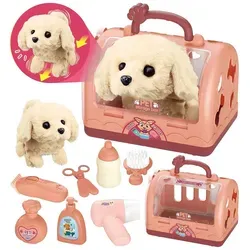 Hund Spielzeug Kinder,Elektrisch Plüsch Hund,Interaktives der läuft bellt Schwanzwedelt,Kuscheltier mit Leine Hundekäfig Geschenk Mädchen ab 3 ...